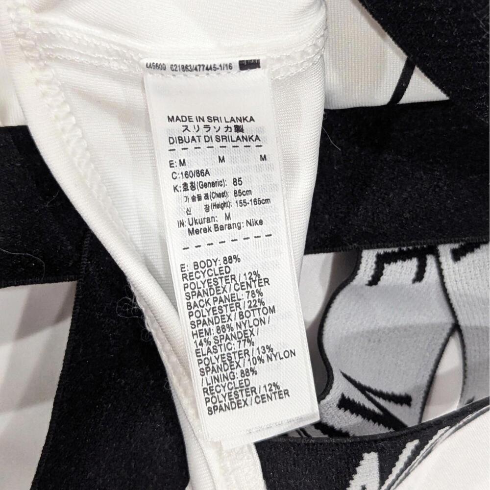 Nike Pro Classic Padded Sports Bra White Black Medium Support Size M New - Picture 6 of 7